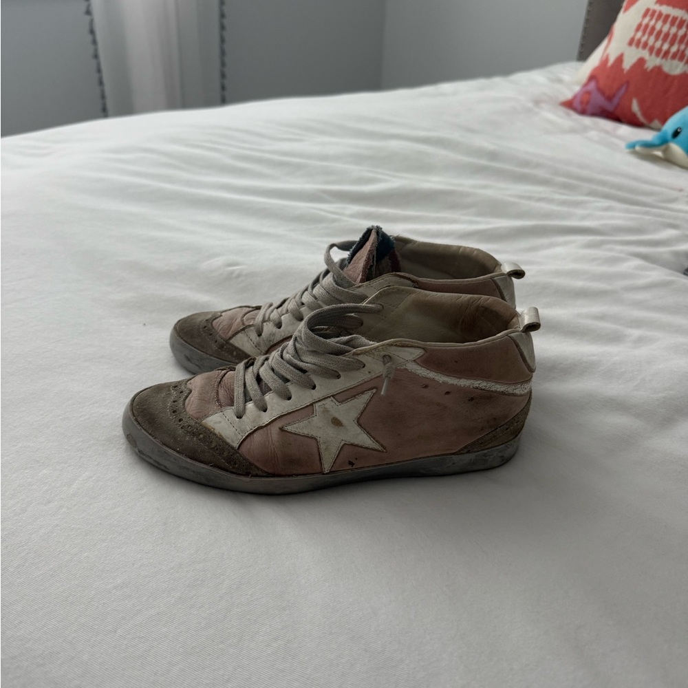 Golden Goose Pink and White Sneakers